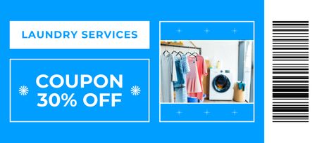 Platilla de diseño Discount Voucher for Laundry Services with Clothes on Hangers Coupon 3.75x8.25in