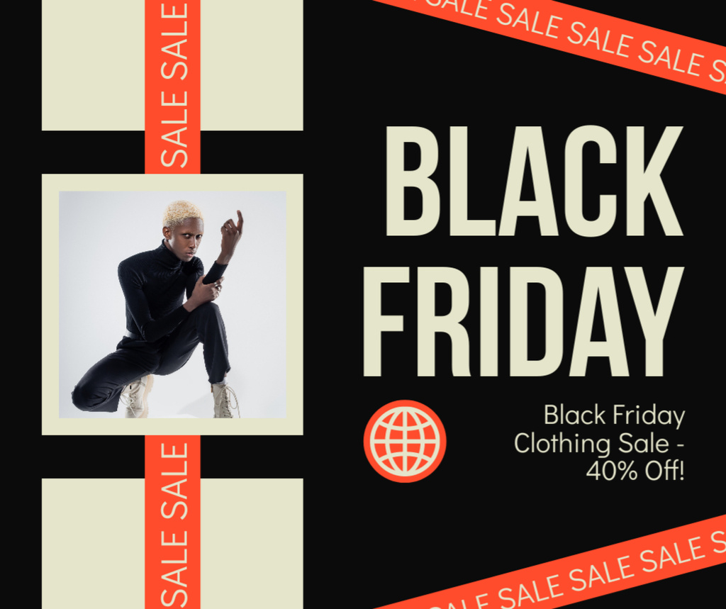 Template di design Black Friday Sale of Cool Modern Outfits Facebook