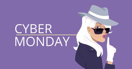 Cyber Monday Offer with Female Detective Facebook AD Design Template