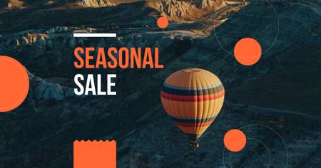 Ontwerpsjabloon van Facebook AD van seizoensgebonden verkoop aankondiging met hete lucht ballon