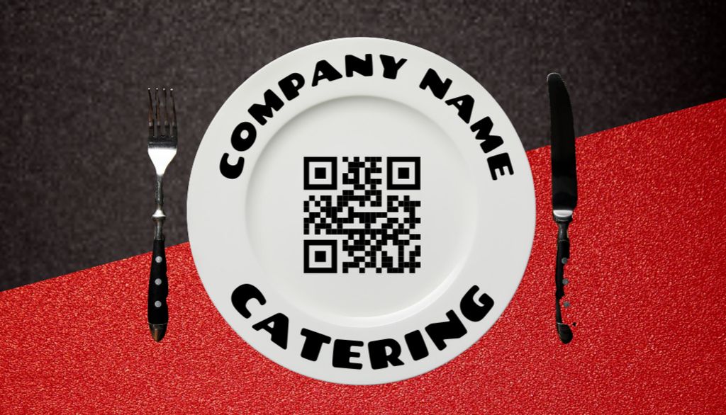 Catering Services Offer with Plate and Cutlery Business Card US Πρότυπο σχεδίασης