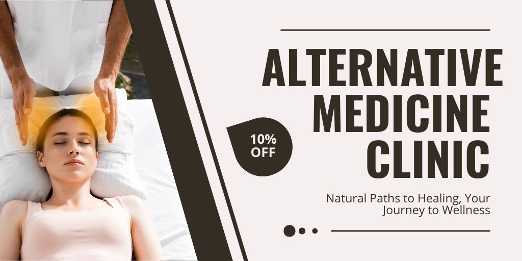 Ontwerpsjabloon van Twitter van Alternative Medicine Clinic With Discount And Reiki Healing