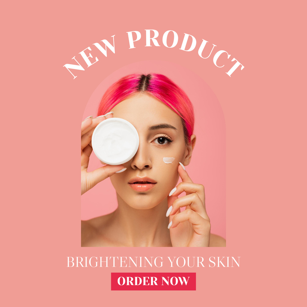 Designvorlage Brightening Face Cream Ad Pink für Instagram
