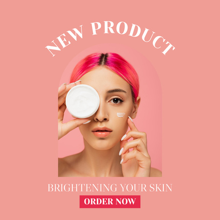 Brightening Face Cream Ad Pink Instagramデザインテンプレート
