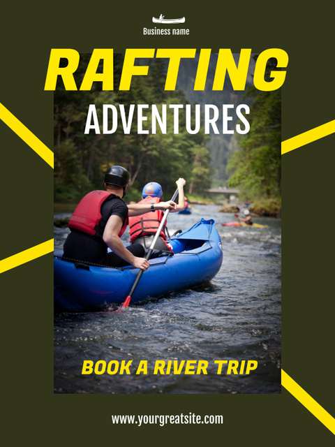 Designvorlage Offer of Fun Rafting Adventure for Thrill-seekers für Poster 36x48in
