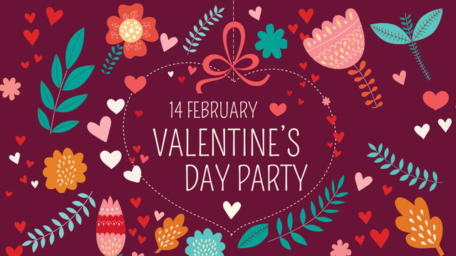 Valentine's Day Party Announcement FB event cover Design Template