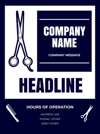 Иллюстрация ножниц для рекламы парикмахерской Poster US – шаблон для дизайна