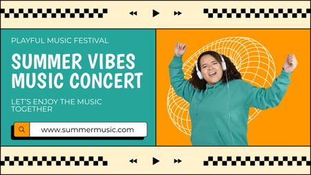 Plantilla de diseño de Anuncio del festival de conciertos de música lúdica de verano Youtube Thumbnail 
