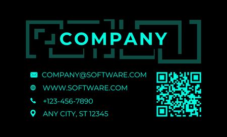 Software Engineer Services Promotion on Black and Blue Business Card 91x55mm Design Template