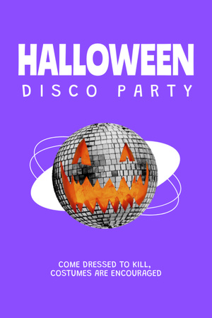 Halloween Disco Party Announcement Flyer 4x6in Design Template