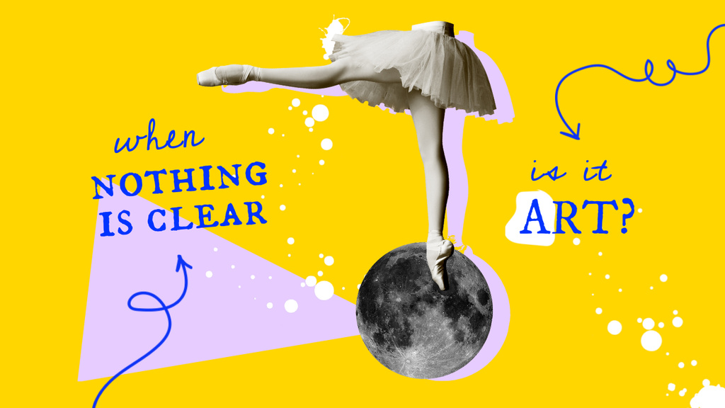 Funny Illustration with Ballerina's Legs on the Moon Youtube Thumbnail Modelo de Design
