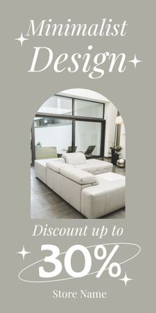 Designvorlage Rabatt auf minimalistisches Design mit weißem Sofa für Graphic