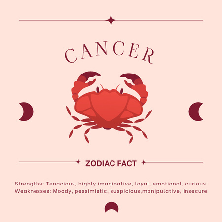 Zodiac Sign of Cancer in Rose Background Instagram Modelo de Design