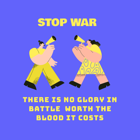 Motivace k zastavení války ve fialové barvě Instagram Šablona návrhu