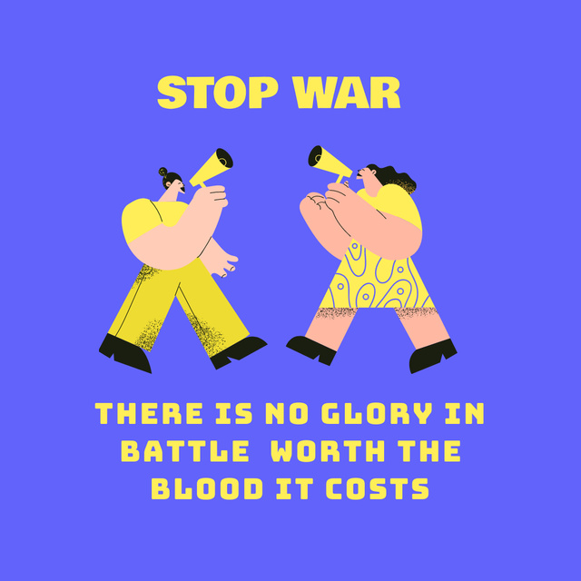 Plantilla de diseño de Motivation to Stop War in Purple Instagram 