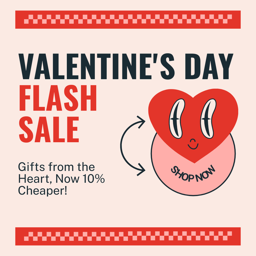 Designvorlage Amazing Valentine's Day Flash Sale For Gifts Offer With Discounts für Instagram