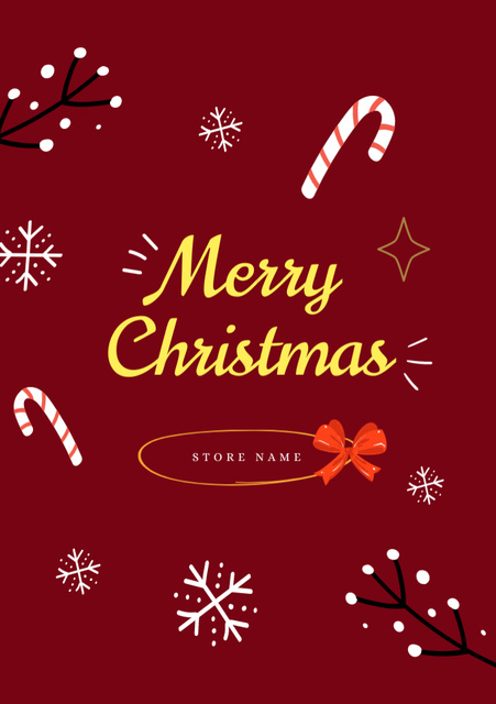 Plantilla de diseño de Christmas Cheers with Candy Cane and Bow Postcard A5 Vertical 
