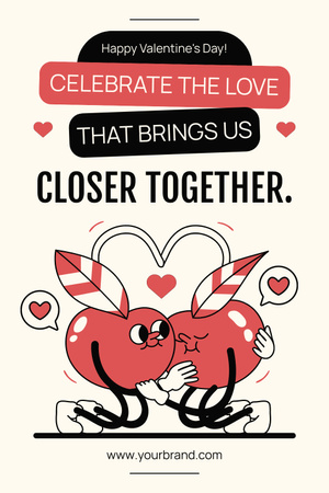 Plantilla de diseño de Celebración del día de San Valentín y felicitaciones con ilustración. Pinterest 