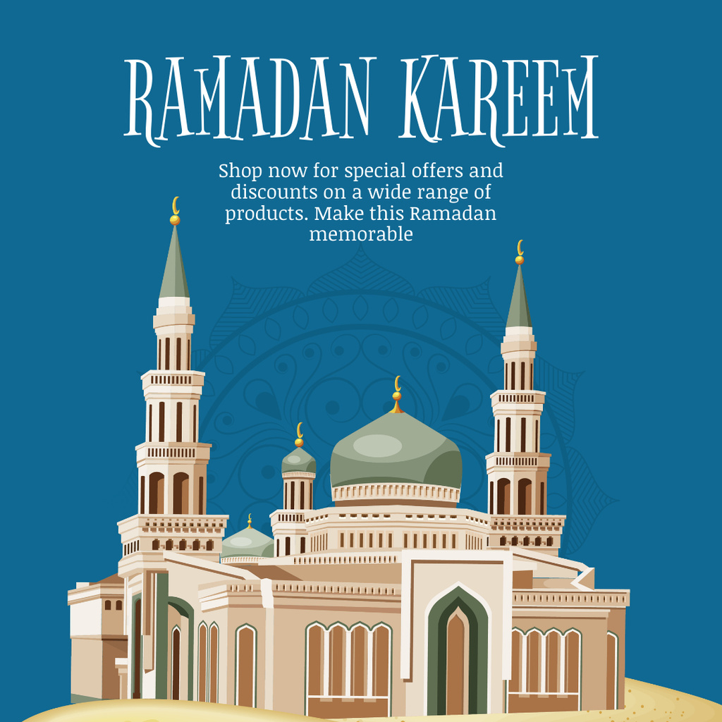 White Muslim Mosque for Ramadan Greeting Instagram – шаблон для дизайна