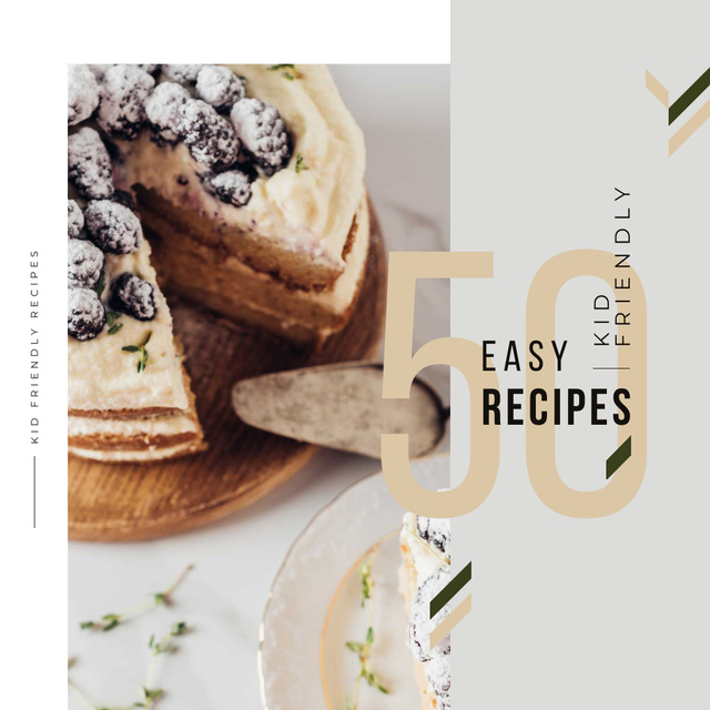 Recipes Guide Sweet Cake with Berries Instagram Tasarım Şablonu