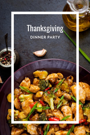 Platilla de diseño Roasted Turkey for Thanksgiving Dinner Party Flyer 4x6in