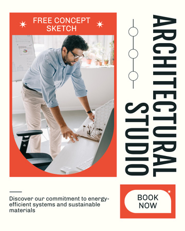 Anúncio de serviços de estúdio de arquitetura Instagram Post Vertical Modelo de Design
