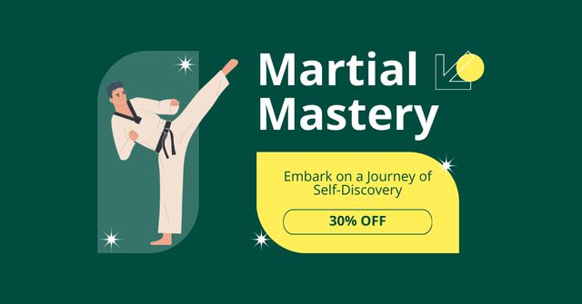 Designvorlage Martial Mastery Courses Ad with Discount für Facebook AD