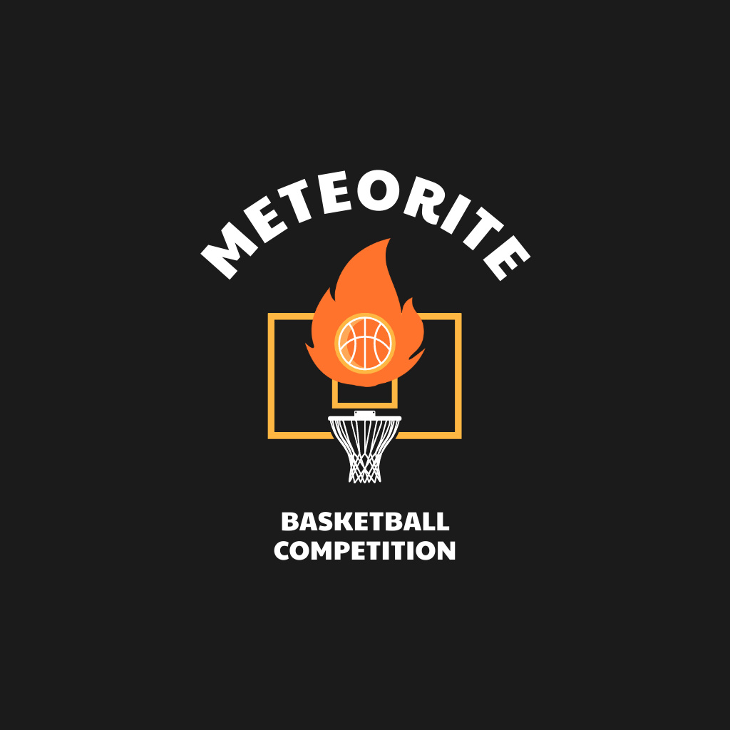 Basketball Sport Club Emblem with Ball on Fire Logo Šablona návrhu