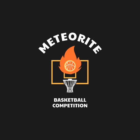 Basketball Sport Club Emblem with Ball on Fire Logo Design Template