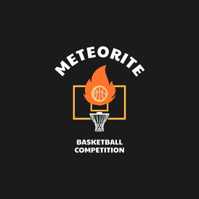 Plantilla de diseño de Basketball Sport Club Emblem with Ball on Fire Logo 