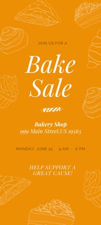 Yummy Bake Sale Ad on Orange Layout Invitation 9.5x21cm Modelo de Design