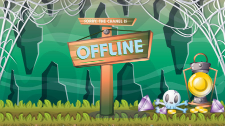 Promoção de canal de jogos com interface de jogo Twitch Offline Banner Modelo de Design