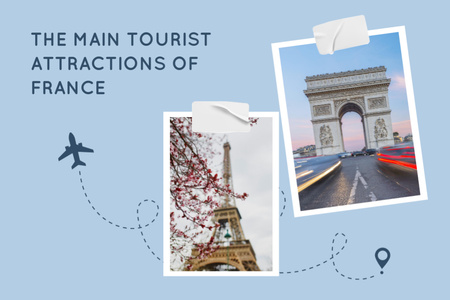 Travel Tour Offer with Main Tourist Attractions Label Design Template