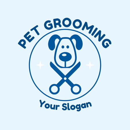 Pet Grooming Services on Blue Animated Logo Design Template