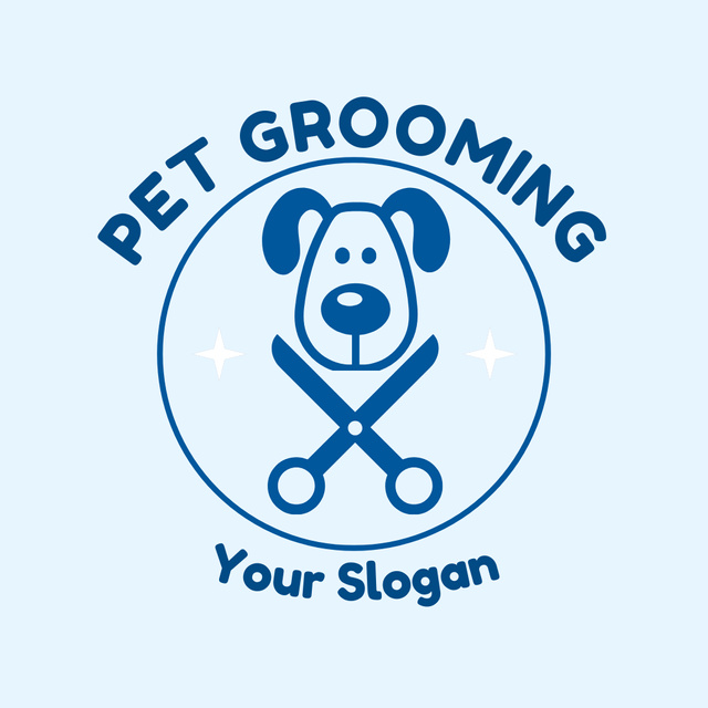 Pet Grooming Services on Blue Animated Logo Tasarım Şablonu