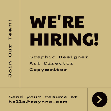Hiring Announcement with Retro Style Font Instagram Design Template