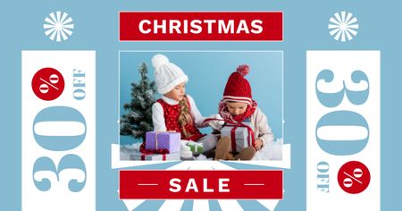 Ontwerpsjabloon van Facebook AD van Cadeaus voor kinderen Kerst Sale Blauw