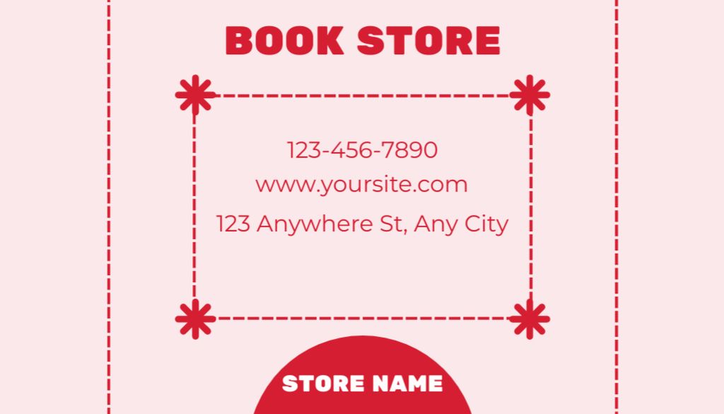 Bookstore's Ad with Cute Mixed Race Kid on Red Business Card US Tasarım Şablonu