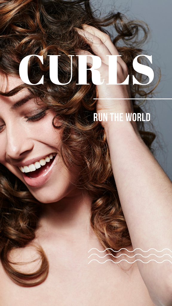 Curls Care tips with Woman with shiny Hair Instagram Story Šablona návrhu