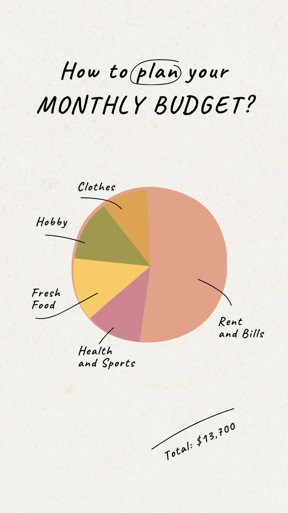 Ontwerpsjabloon van Instagram Story van Monthly Budget plan with Diagram