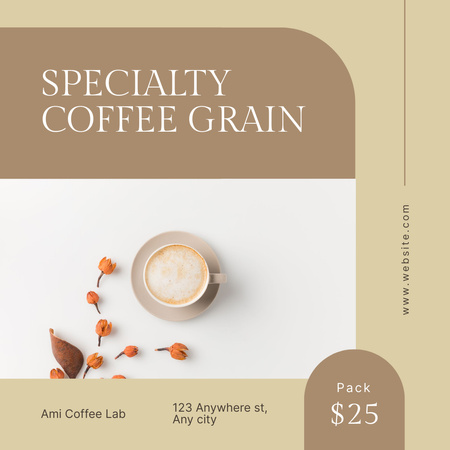 Specialty Coffee Latte Ad in Beige Instagram Design Template