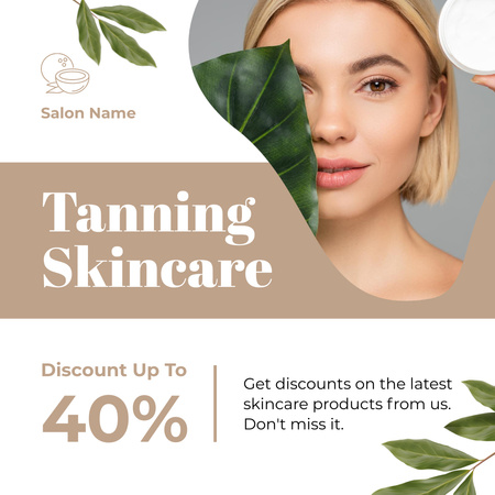 Natural Tanning Skincare Goods Instagram AD Design Template