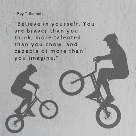 Platilla de diseño Inspiration Phrase with Silhouette of Cyclists Instagram