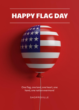 USA Flag Day Celebration Announcement With Balloon Postcard 5x7in Vertical Design Template