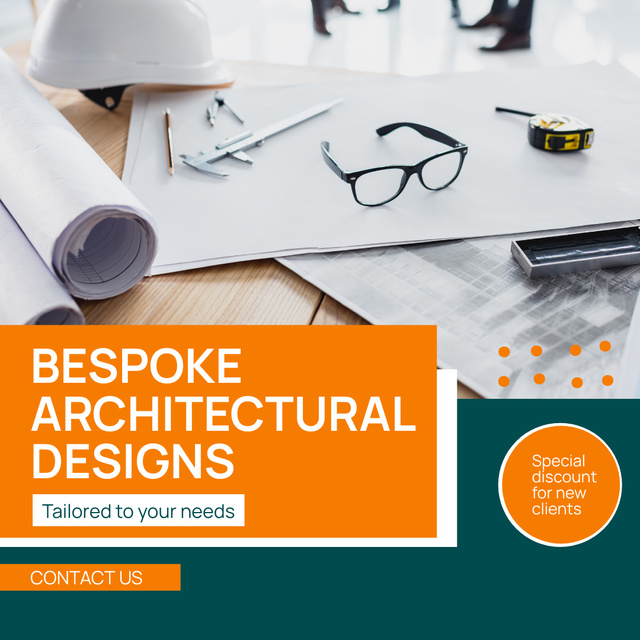Designvorlage Architectural Designs Ad with Workplace of Architect für Instagram