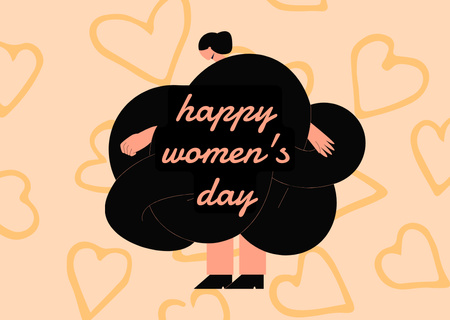 Modèle de visuel Salutation de la journée de la femme avec illustration de femme - Card