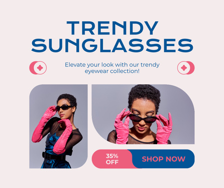 Venda de óculos de sol para mulheres elegantes Facebook Modelo de Design