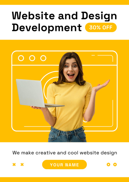 Szablon projektu Discount Offer on Website and Design Development Course Poster