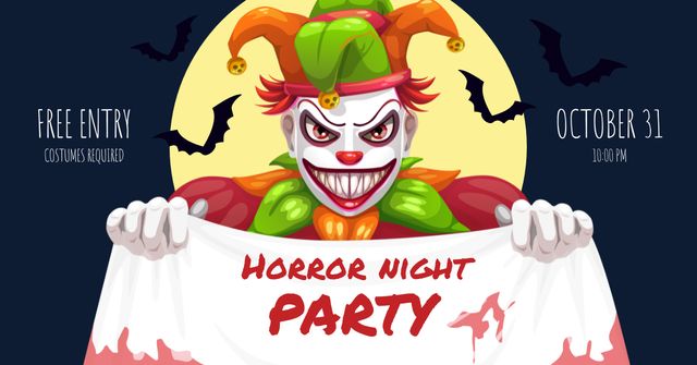 Ontwerpsjabloon van Facebook AD van Halloween scary clown