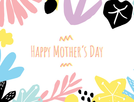 Modèle de visuel Mother's Day Greeting In Colorful Floral Pattern - Postcard 4.2x5.5in